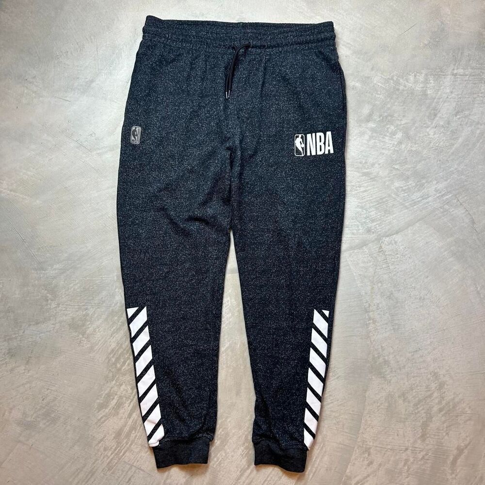 Nba Men's Grey and Black Joggers-tracksuits